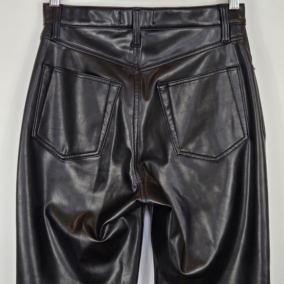 Abercrombie & Fitch Faux Leather Ankle Straight Ultra High Rise Jean Black 27 4 - Picture 10 of 16